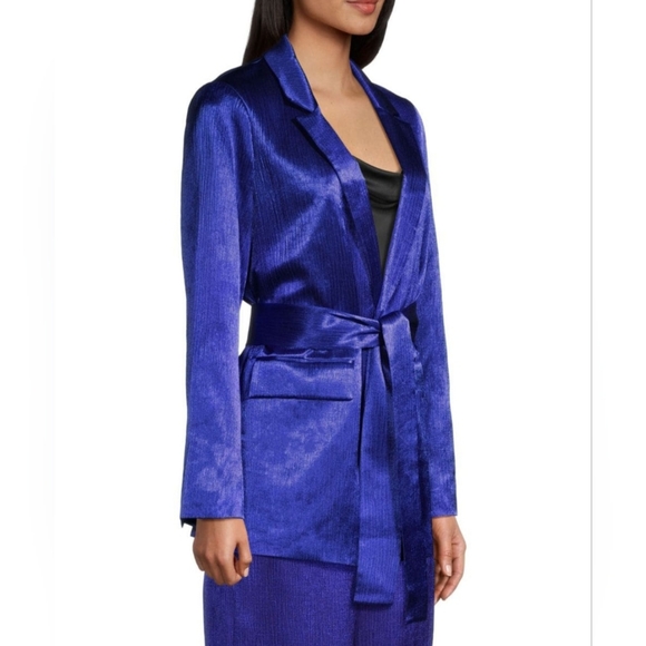 NWT $598 Kobi Halperin Cassidy Belted Crinkle Satin Jacket ✨️ Size XL - Picture 3 of 7